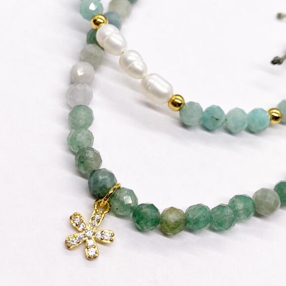 NEW Jade Stone & Amazonite Stone Layering Bracelet Set - Picture 12 of 12